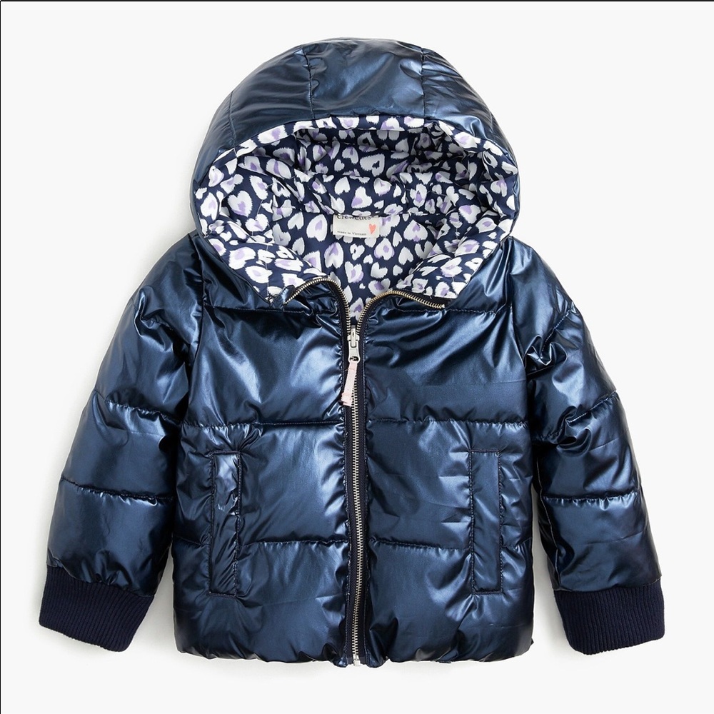 Crewcuts GIRLS' REVERSIBLE METALLIC PUFFER JACKET W/ ECO-FRIENDLY PRIMALOFT® 6/7